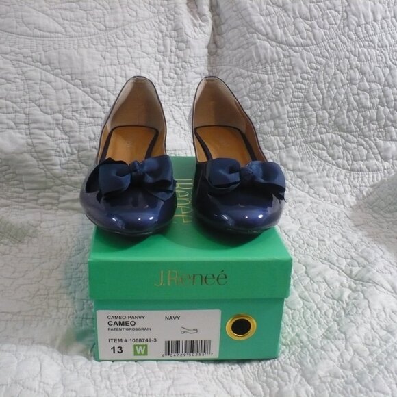 NWB J.Renee Navy Blue Heels with Bow - Picture 2 of 9